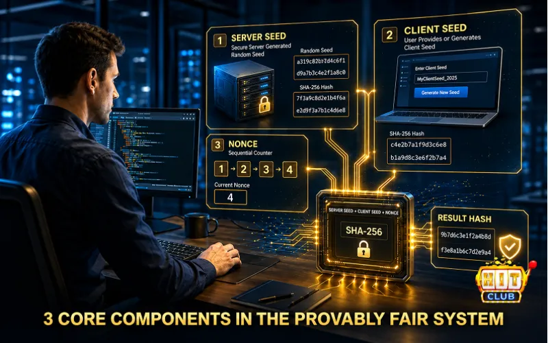 Applying Provably Fair Technology At Hitclub 3 core components in the provably fair system