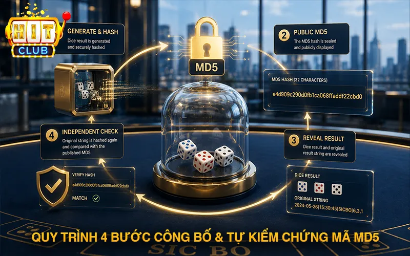 Quy Tắc Công Bố Kết Quả Tài Xỉu MD5: Quy Trình & Cách Kiểm Chứng Quy trình 4 bước trong quy tắc công bố kết quả tài xỉu & tự kiểm chứng
