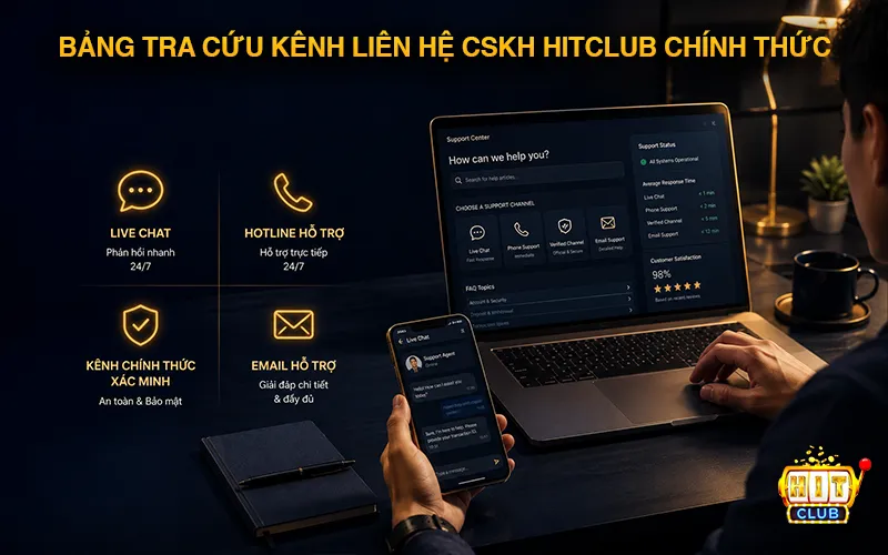 Bảng tra cứu các kênh hỗ trợ HitClub chính thức