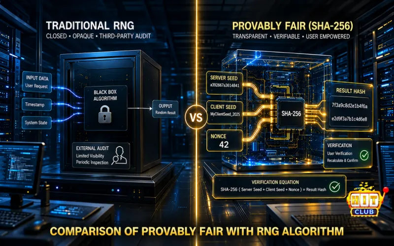 Applying Provably Fair Technology At Hitclub Comparing applying Provably Fair technology with traditional RNG algorithms