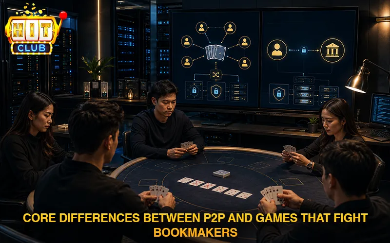 Core differences between P2P and house-facing games