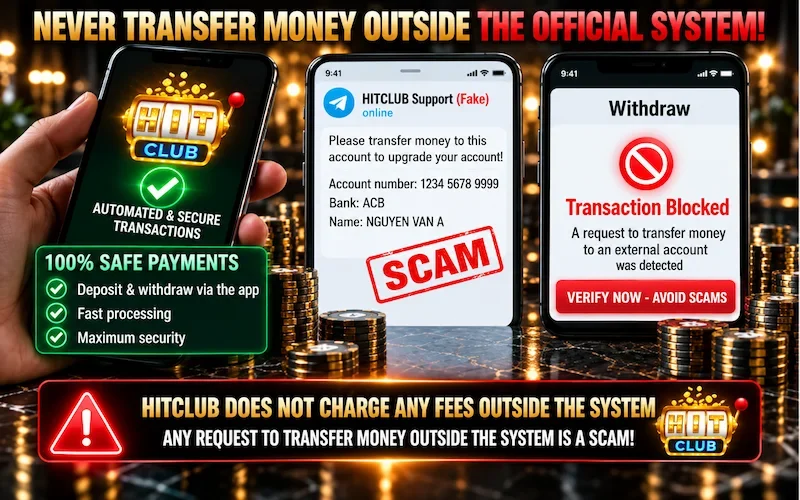 Risk And Fraud Warning HitClub officially never collects any fees to unlock or verify accounts
