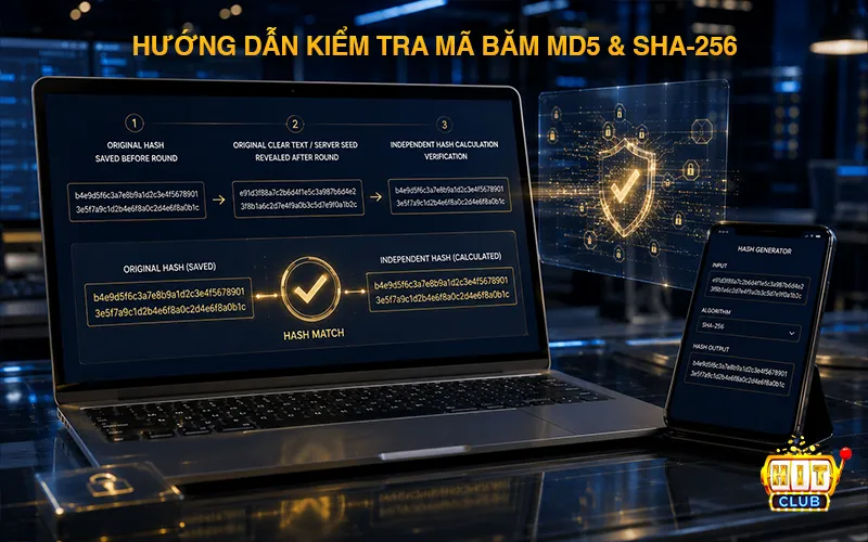 Thuật Toán Tài Xỉu Là Gì? Cơ Chế RNG, Mã Băm Hash & Xác Suất Hướng dẫn kiểm tra mã băm MD5 & SHA-256 trong thực tế