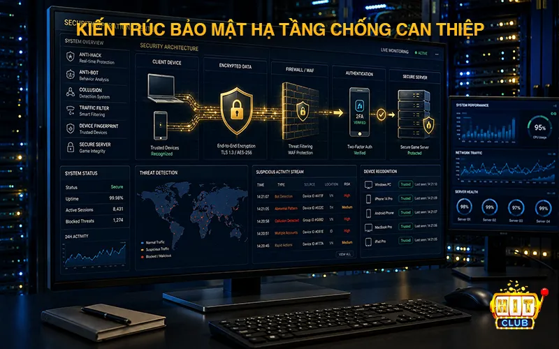 Hệ Thống Phần Mềm Chống Hack/Chống Quây Tại Hitclub Kiến trúc bảo mật hạ tầng của hệ thống phần mềm chống hack/chống quây