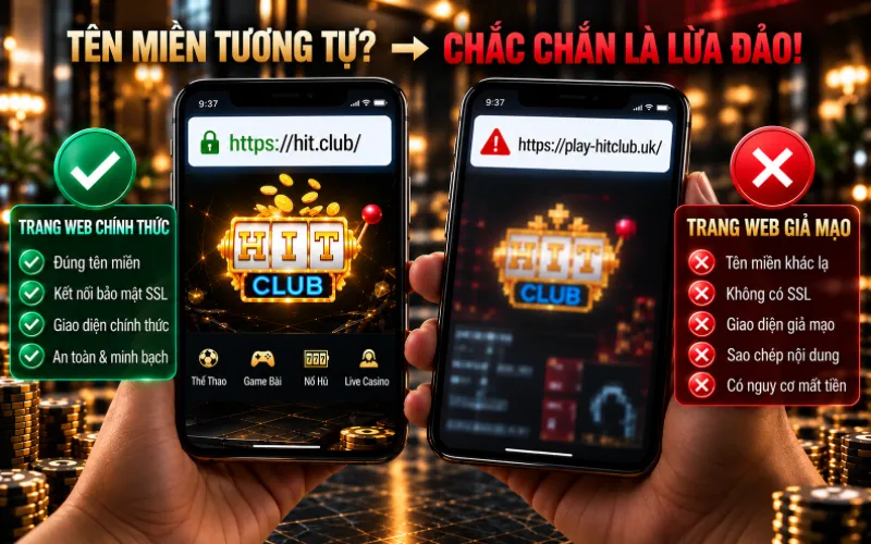 Cách nhận biết tên miền Hitclub fake 