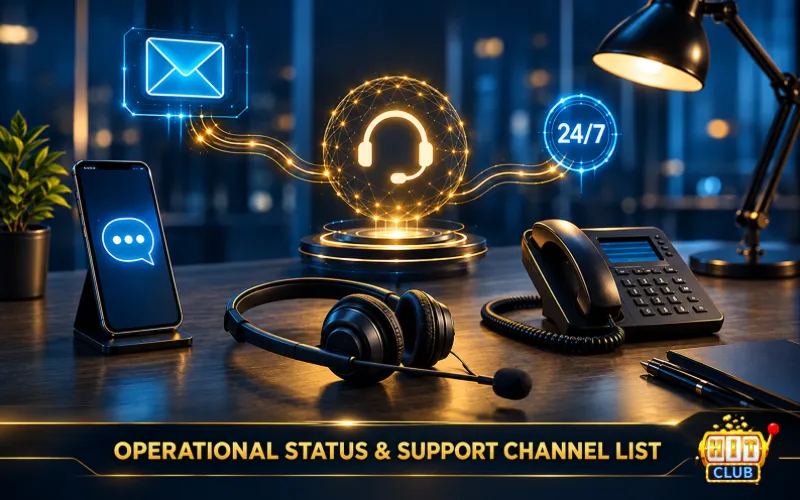 Operational status & channels of the Hitclub 24/7 support service