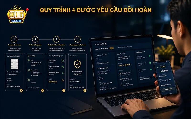 Quy trình 4 bước yêu cầu bồi hoàn & đối soát giao dịch